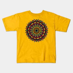 Red Flower Mandala Kids T-Shirt